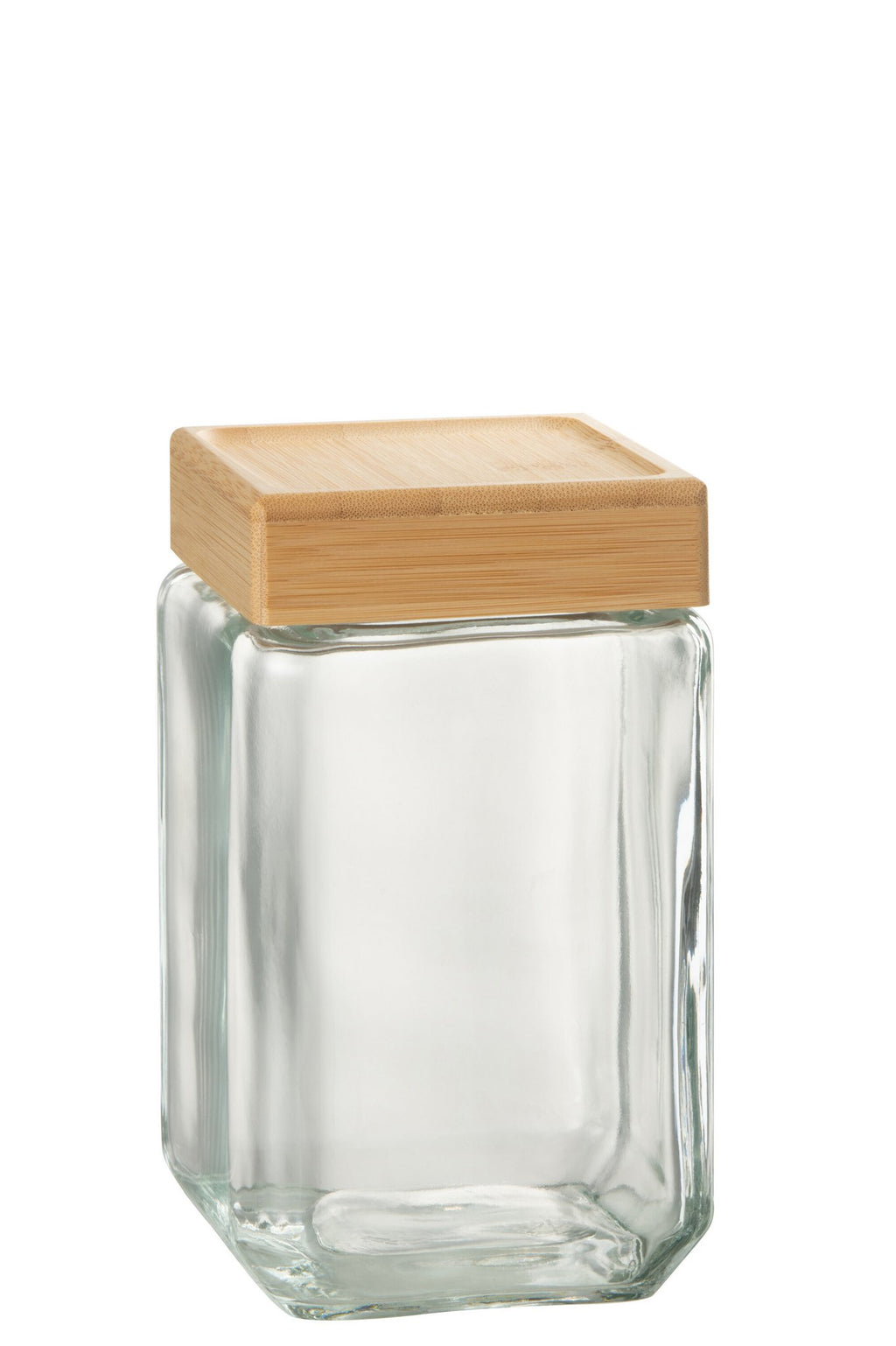J-Line voorraadpot Brad - glas/bamboe - transparant/naturel - large