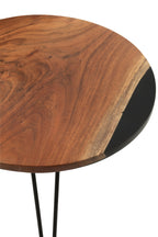 J-Line bijzettafel Rond - hout - naturel/zwart