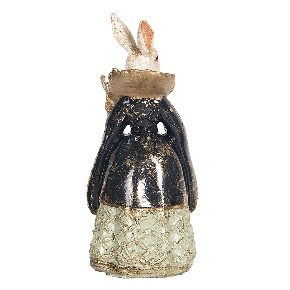 Beeld Konijn 5x4x11 cm Beige Blauw Polyresin