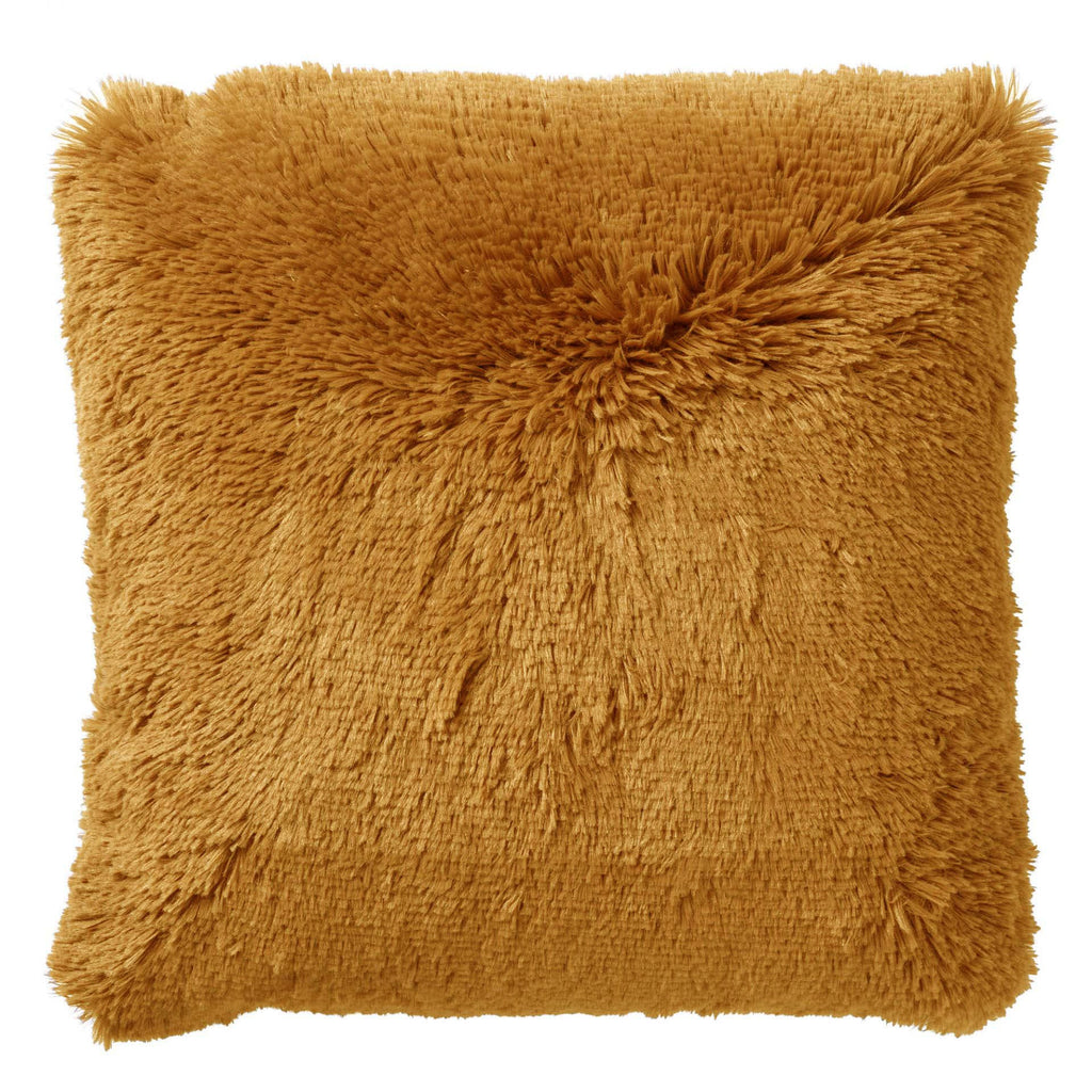 Dutch Decor Fluffy - Sierkussen 60x60 cm - Superzacht - Effen kleur - Chai Tea - Geel