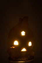 J-Line decoratie huis eikel - magnesium - mix - LED lichtjes