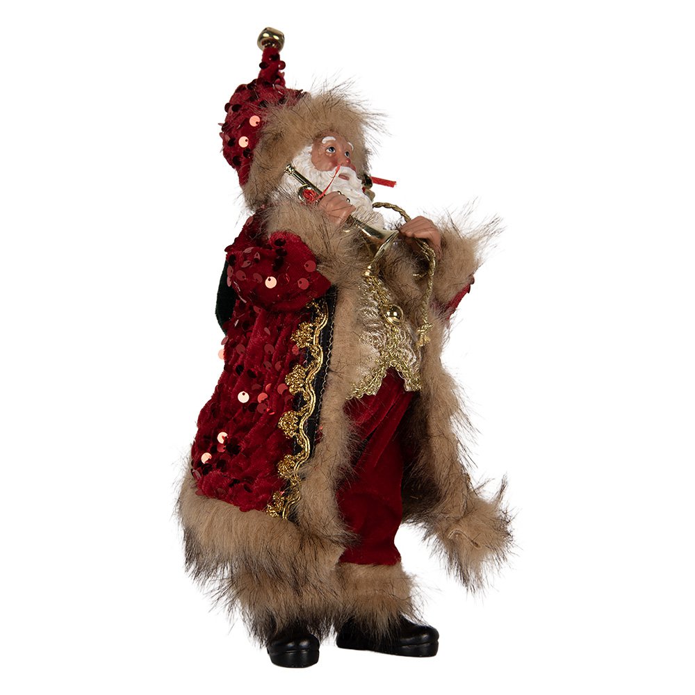 Kerstdecoratie Beeld Kerstman 16x12x31 cm Rood Textiel