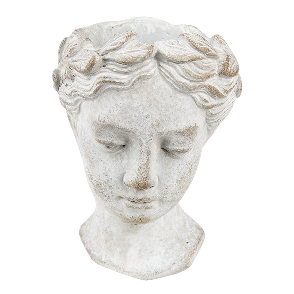 Bloempot Hoofd 11x17 cm Grijs Steen
