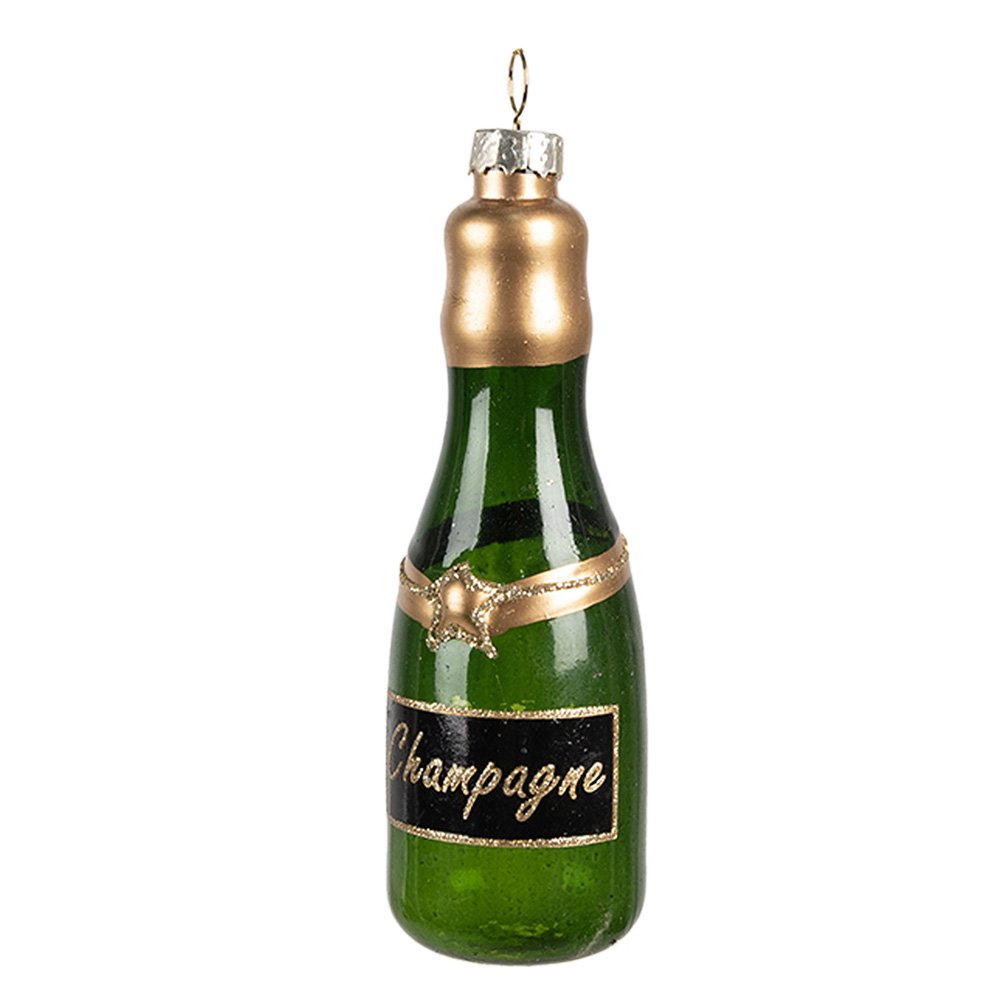 Kersthanger Fles 12 cm Groen Glas Kerstboomversiering