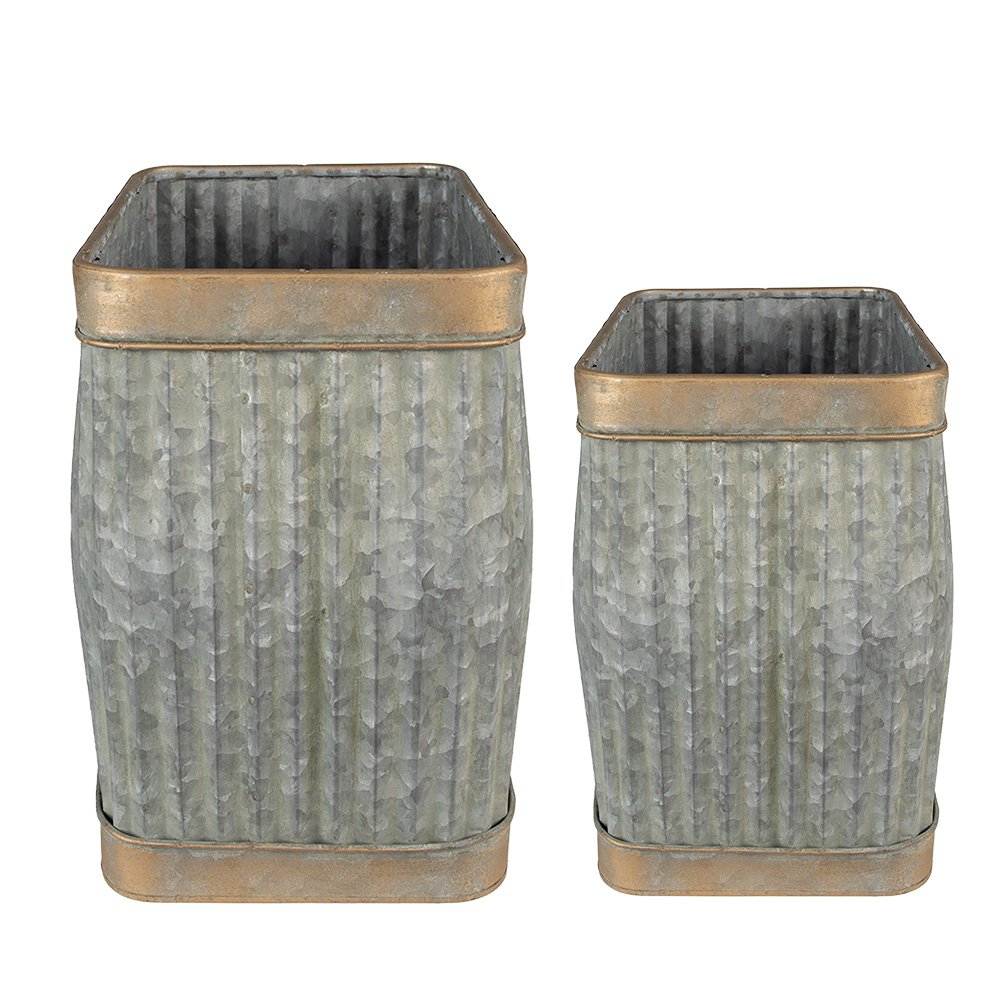 Planthouder 38x27x39 cm Grijs Groen Metaal Bloempot