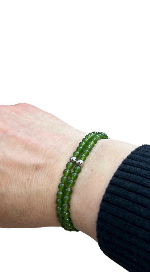 Set van twee dames armbanden groene Agaat 4mm
