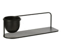 J-Line wandrek + bloempot - ijzer - zwart
