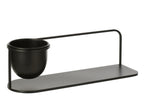 J-Line wandrek + bloempot - ijzer - zwart