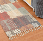 Dhurrie – Handgemaakte upcycled stof – Bedrukt – 2x5 ft