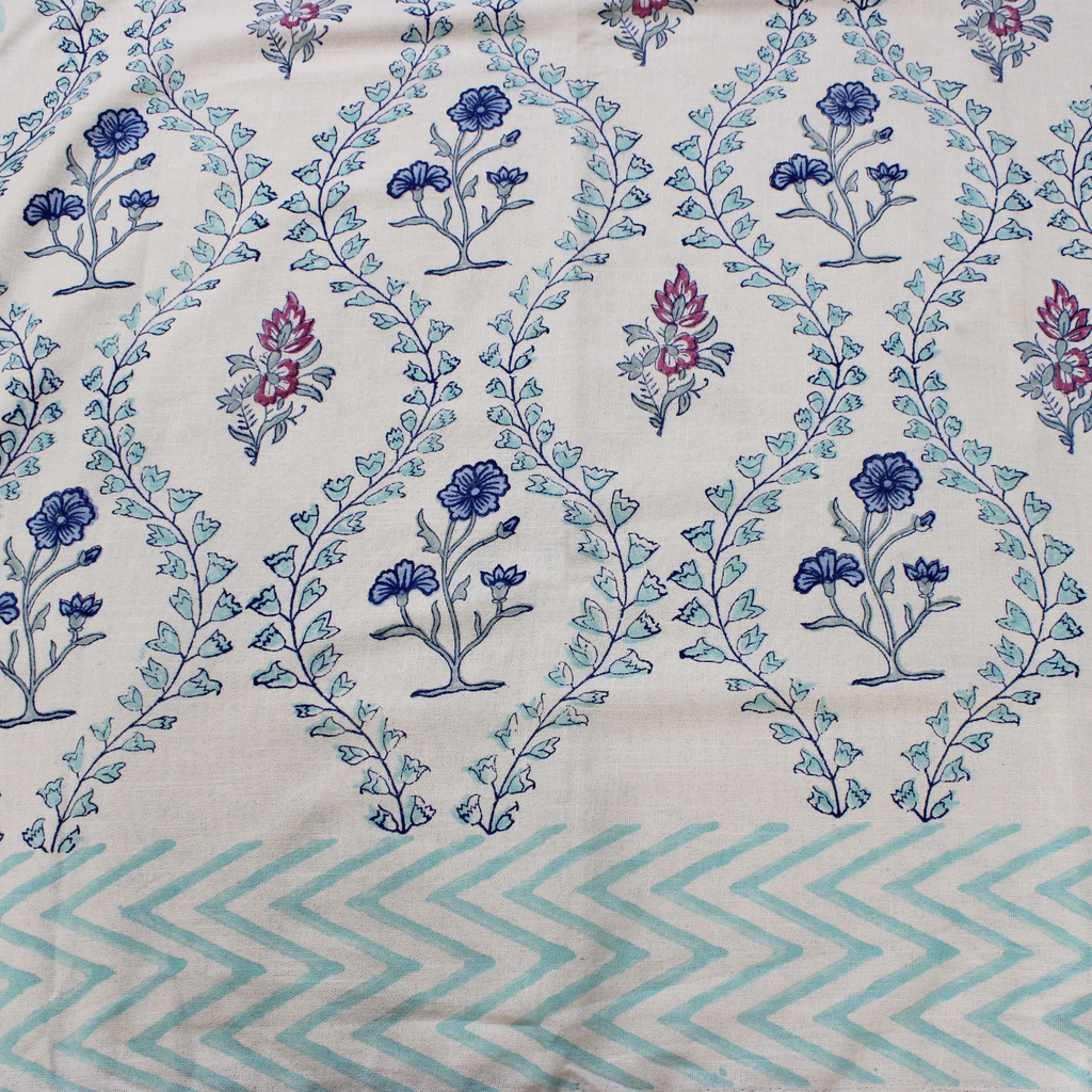 Laken | Handblok Lotus Garden Indigo & Blush | 3-delige set
