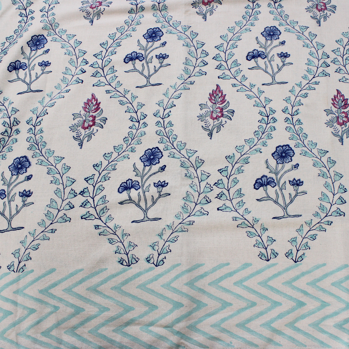 Laken | Handblok Lotus Garden Indigo & Blush | 3-delige set