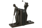 J-Line Boekensteunen golfer - hars - zwart - set van 2