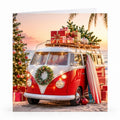 Wenskaart - "Kerstcamper op het strand" - 8 Stuks
