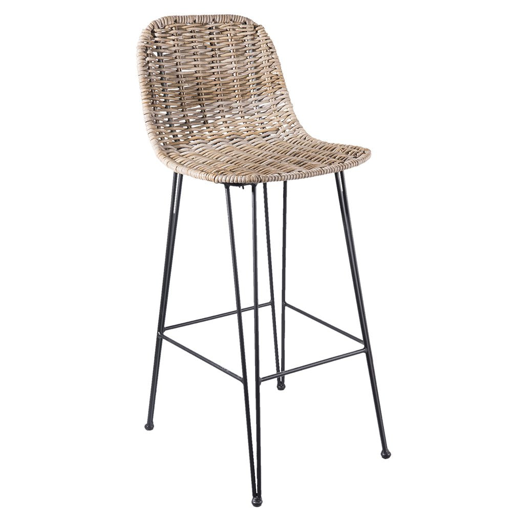 Barkruk 40x40x93 cm Bruin Rotan Kruk