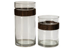 J-Line Cilindervaas - glas - donkerbruin/transparant - large