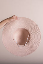 Hoed Dames Roze Papierstro Zonnehoed