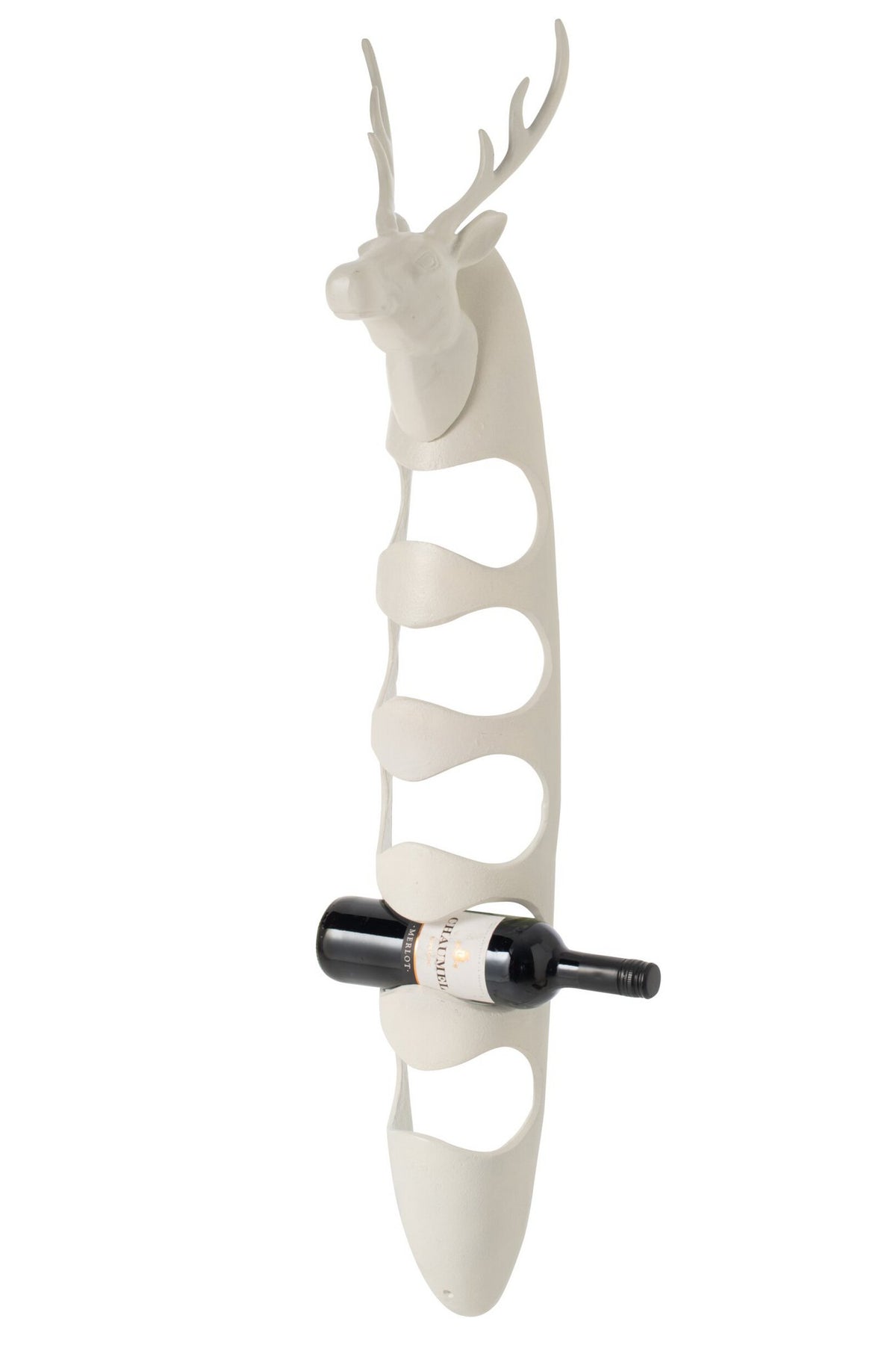 J-Line Wijnrek hert - aluminium - gebroken wit