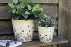 Bloempot Ø 15x14 cm Beige Zwart Keramiek Bloemen Bloempot Binnen
