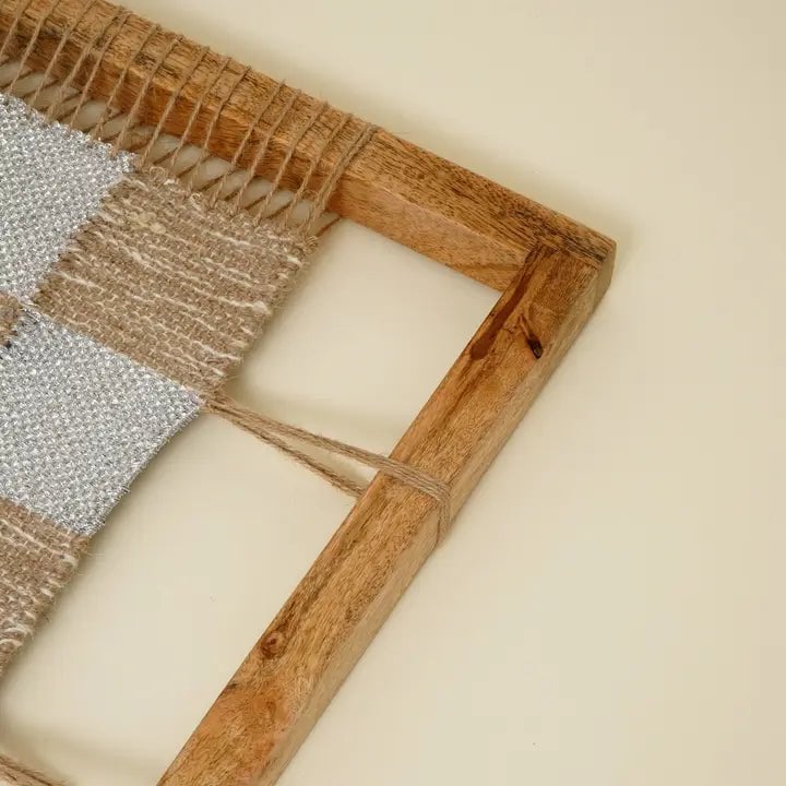 Natuurlijke muurkunst - Hennephouten wanddecoratie bruin