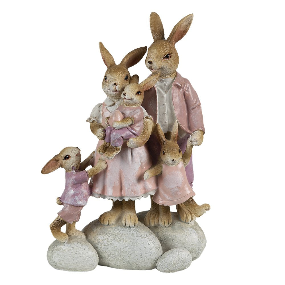 Beeld Konijn 11x6x18 cm Roze beige polyresin