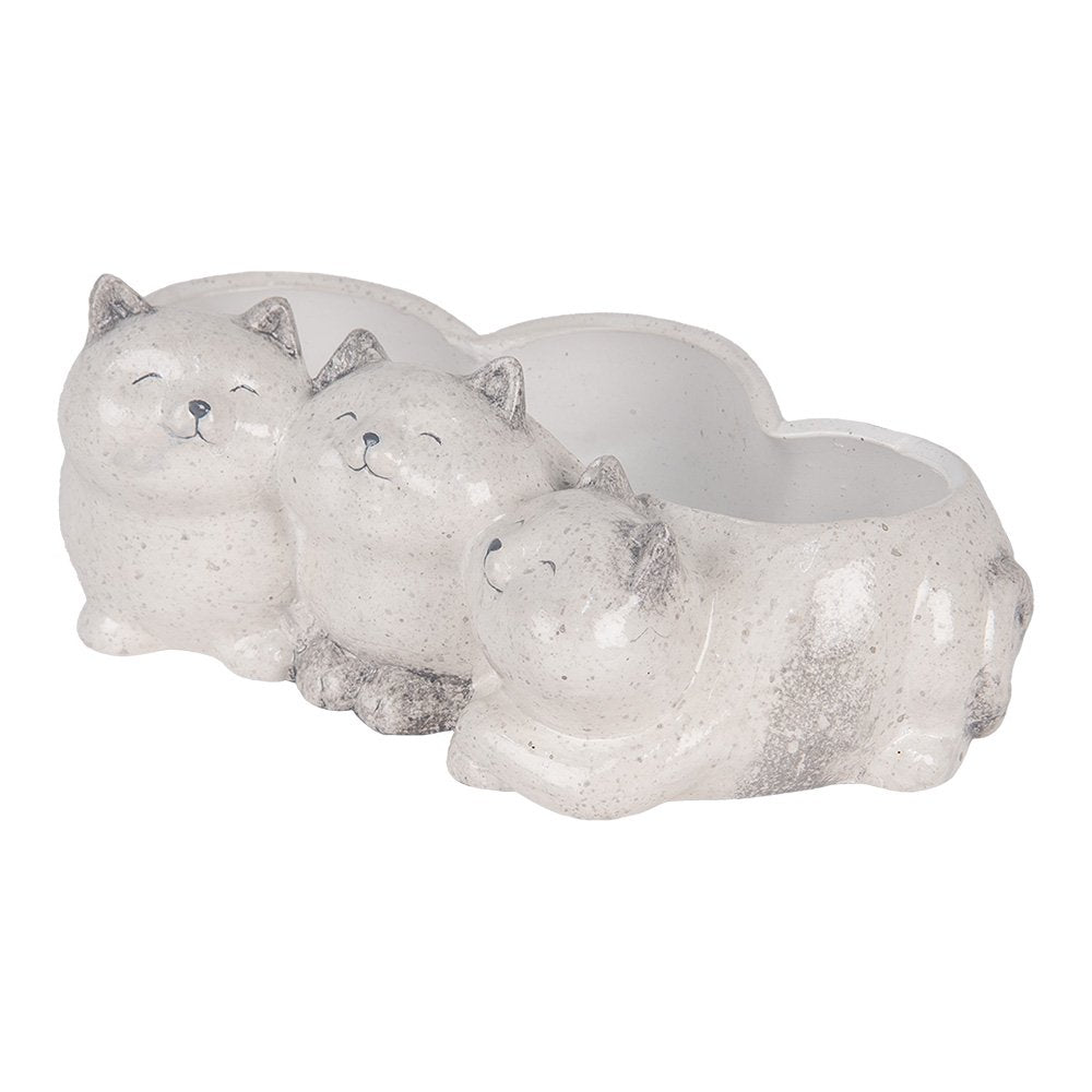 Decoratie Beeld Katten 27x16x10 cm Grijs Keramiek