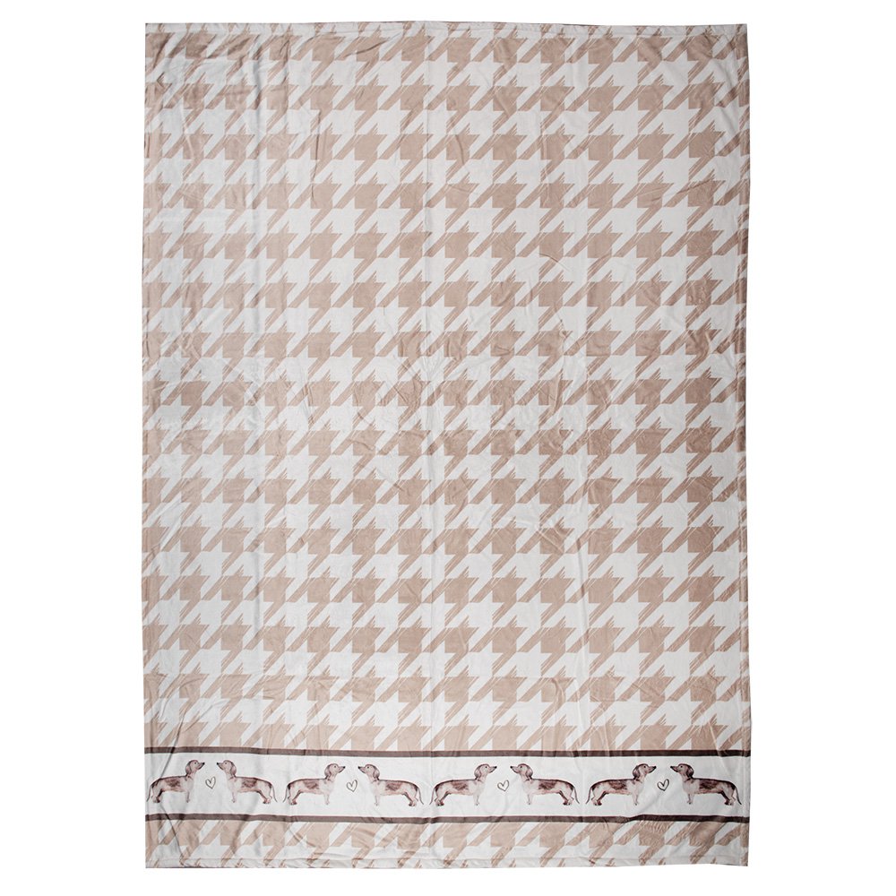 Plaid 130x170 cm Bruin Wit Polyester Teckels Deken