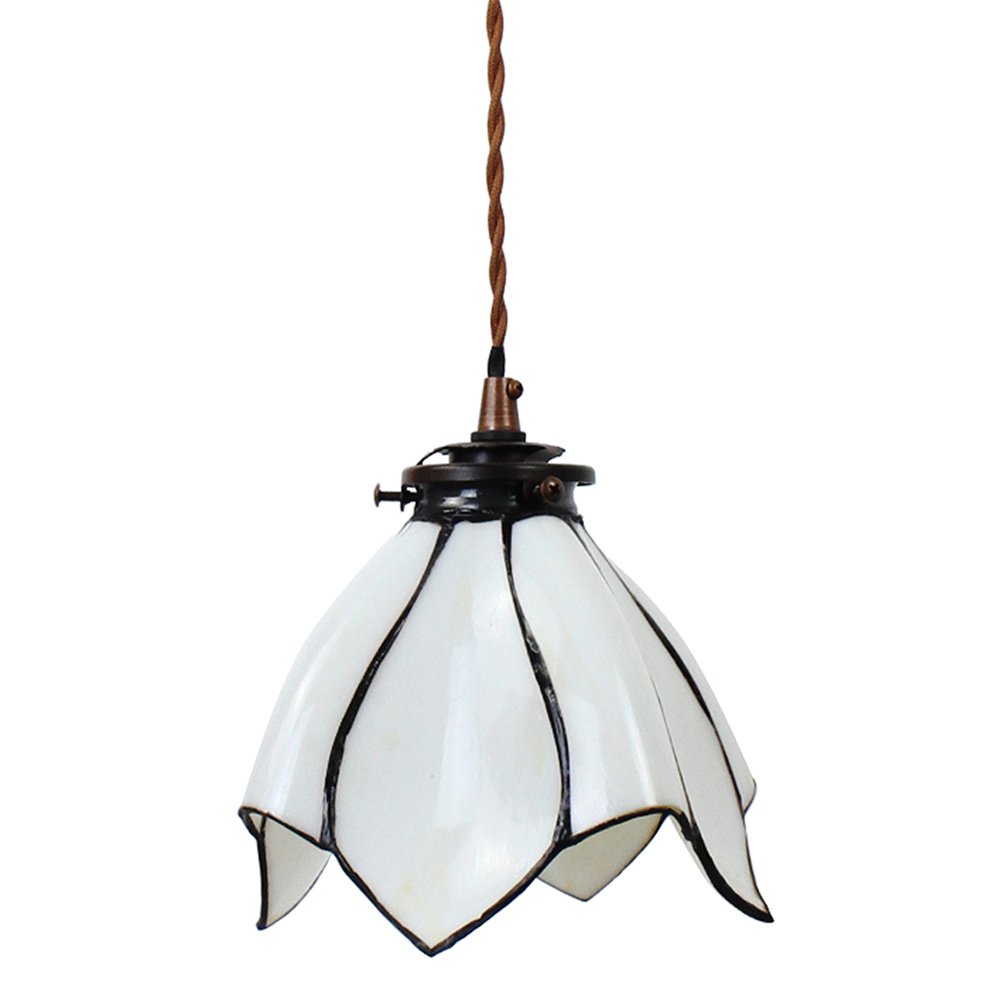 Hanglamp Tiffany Ø 18x115 cm wit Bruin Glas Hanglamp Eettafel