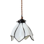 Hanglamp Tiffany Ø 18x115 cm wit Bruin Glas Hanglamp Eettafel