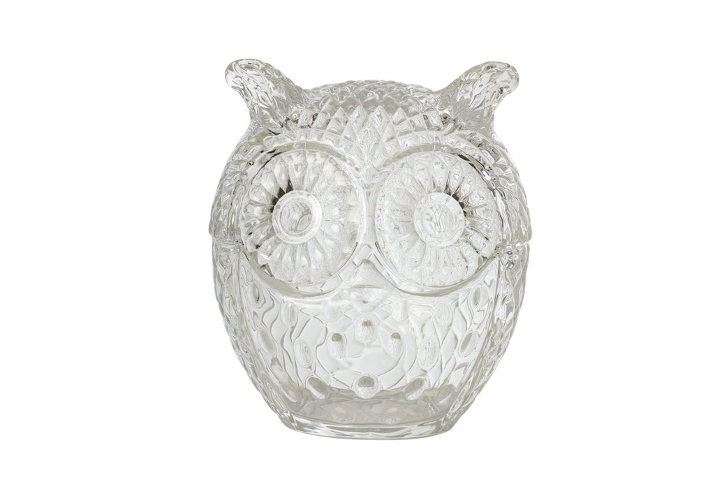 J-Line Decoratieve pot met uil - glas - transparant