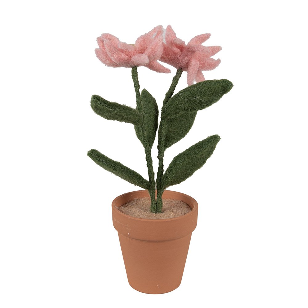 Decoratie Bloem 8x8x26 cm Roze Textiel