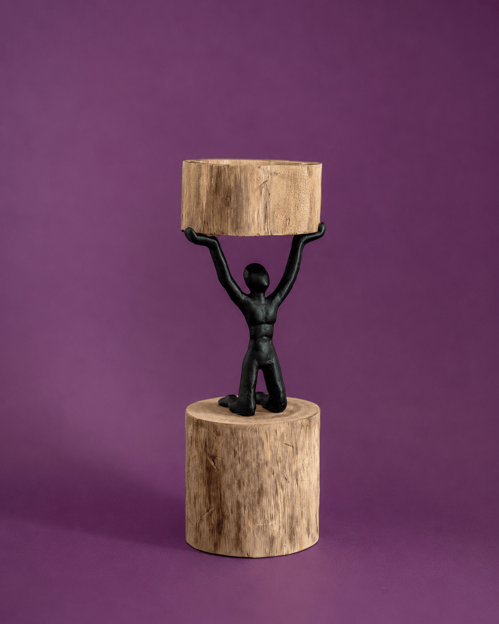 Kaarshouder | Teruggewonnen mangohout rustieke standaard | 10x11x27,5cm