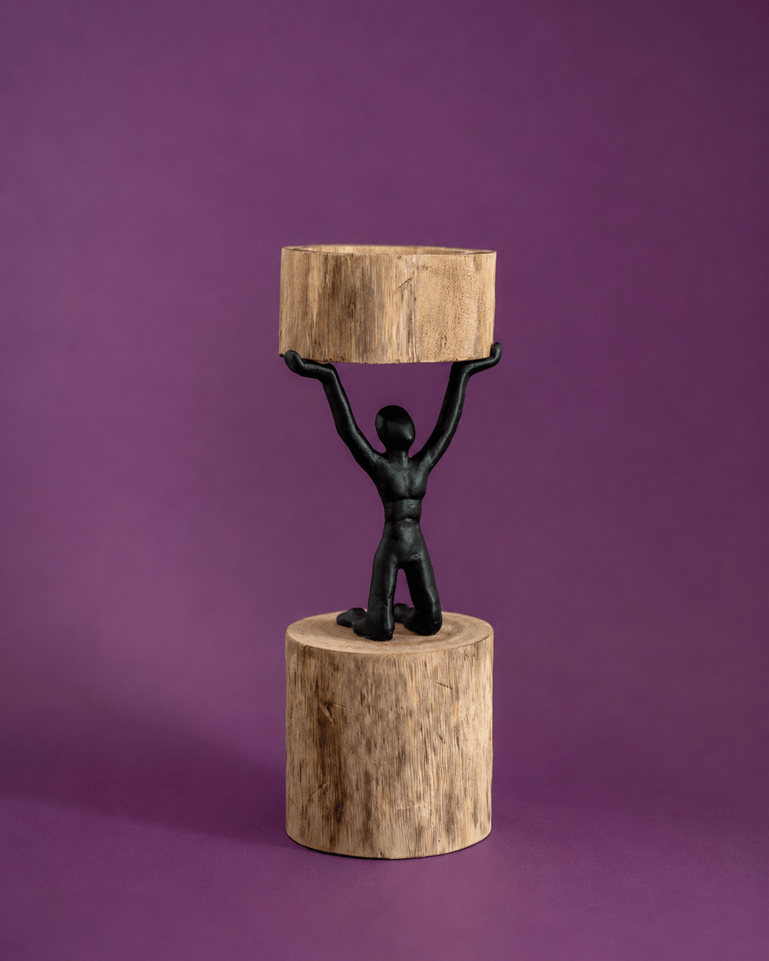 Kaarshouder | Teruggewonnen mangohout rustieke standaard | 10x11x27,5cm