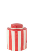 J-Line urne Listra Strepen - porselein - rood/wit