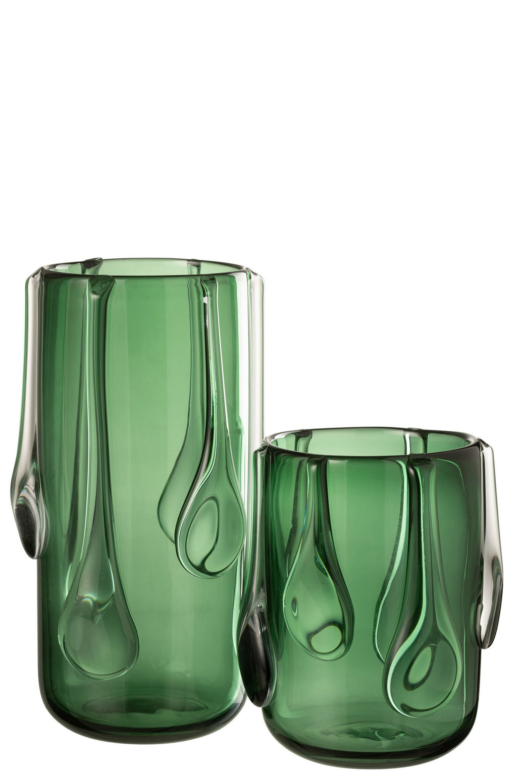 J-Line vaas Drippy - glas - groen - large - 33 cm hoog