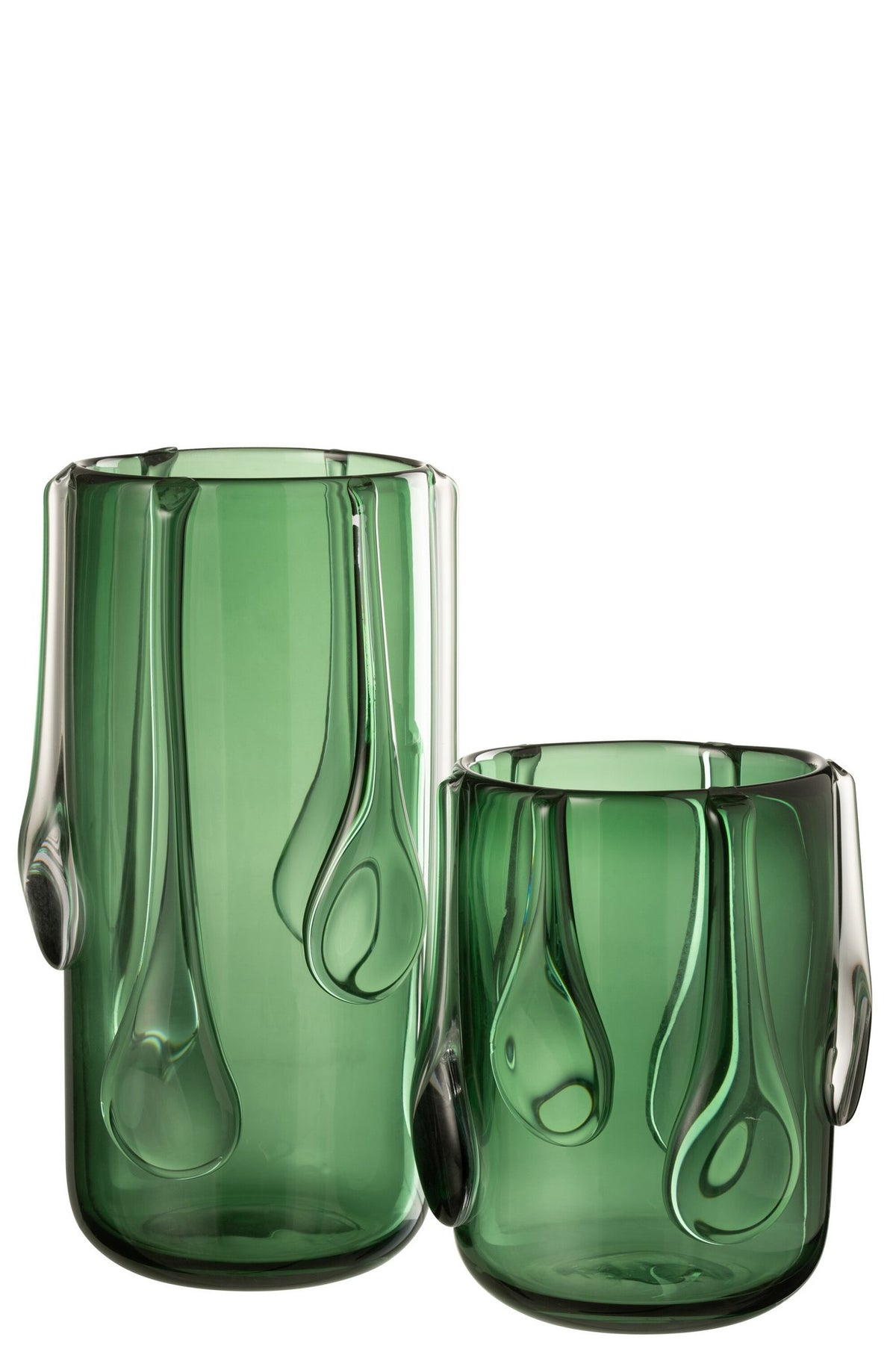 J-Line vaas Drippy - glas - groen - large - 33 cm hoog