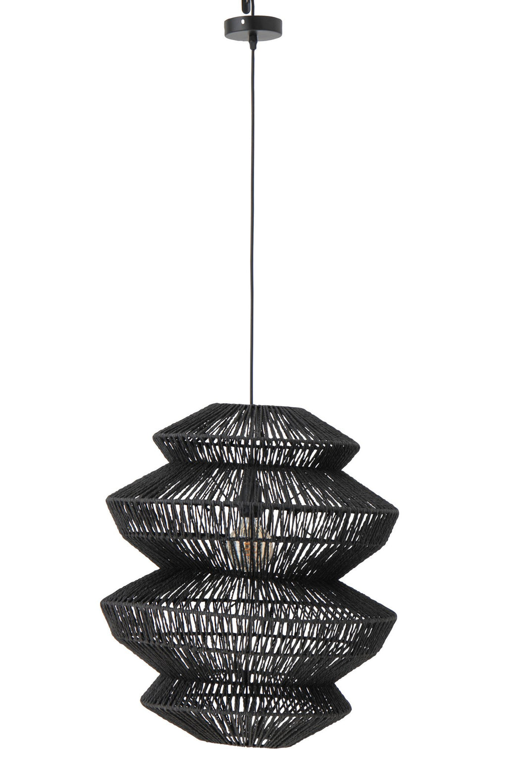 J-Line hanglamp Touw - metaal - zwart - L