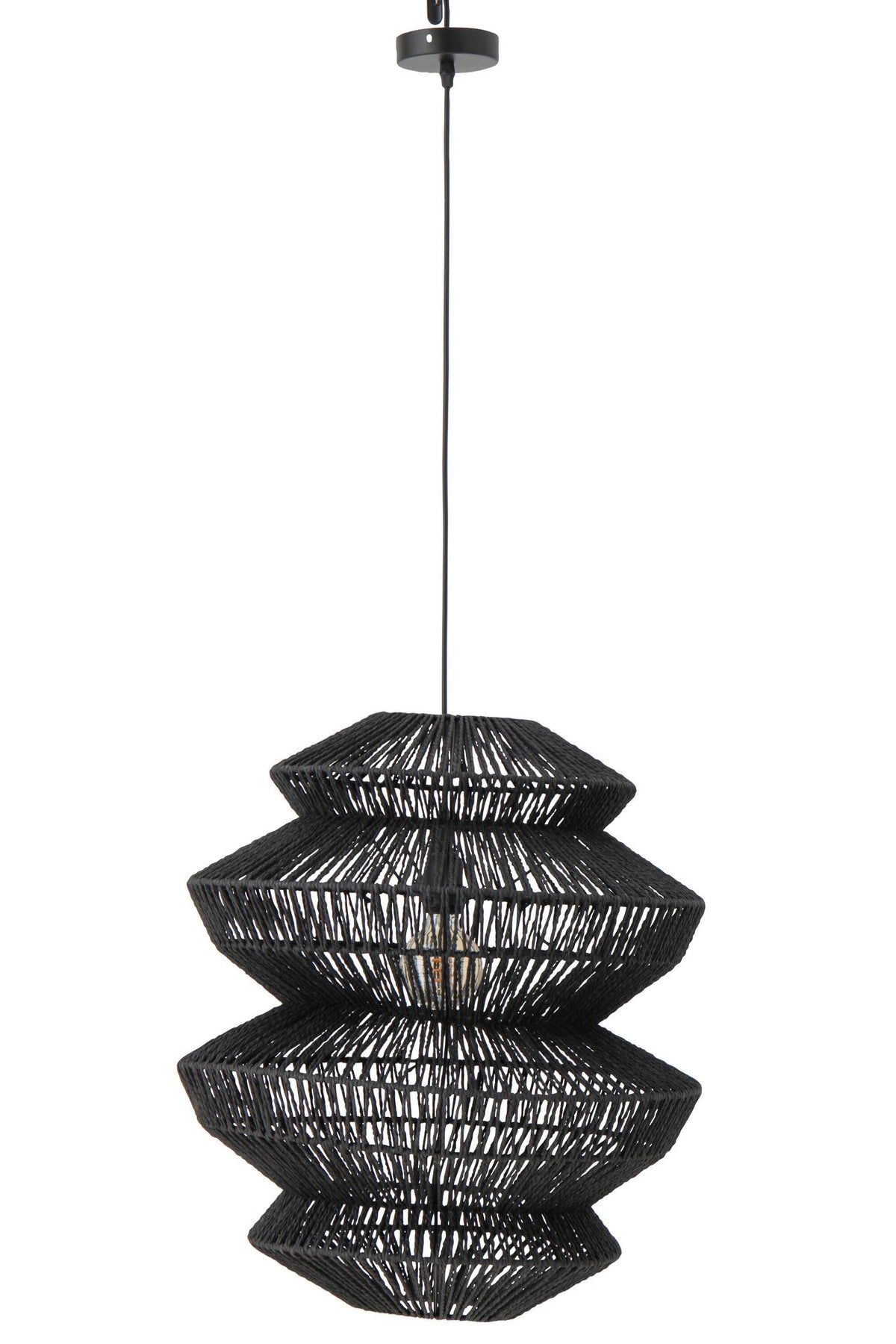 J-Line hanglamp Touw - metaal - zwart - L