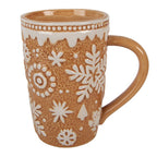 Mok 575 ml Bruin Keramiek Sneeuwvlokken
