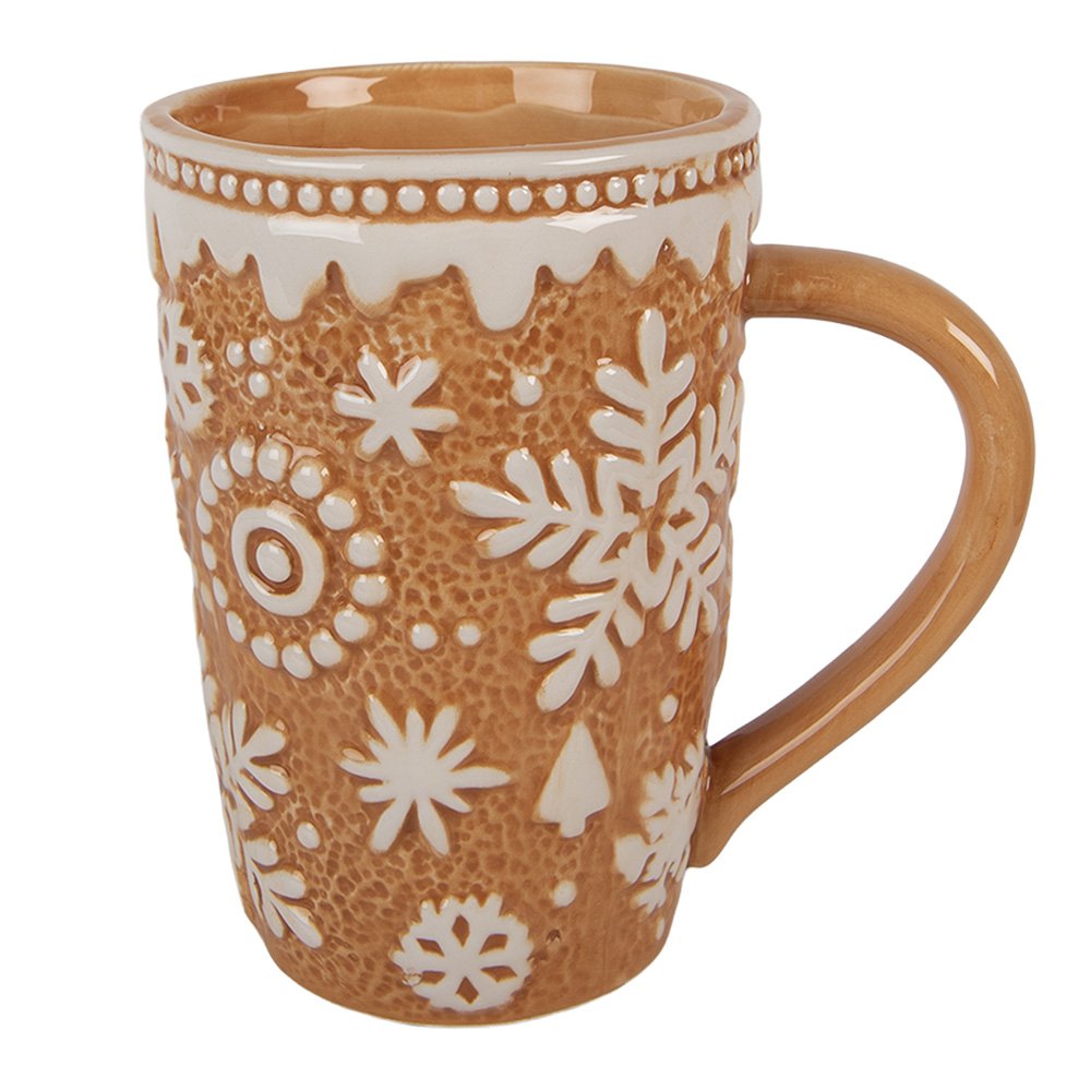 Mok 575 ml Bruin Keramiek Sneeuwvlokken