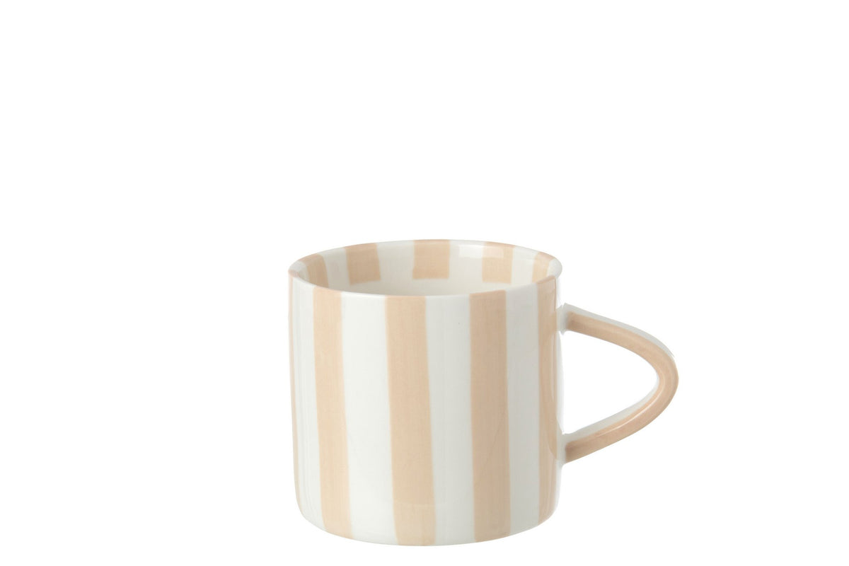 J-Line kop Gestreept - steengoed - lichtbeige/wit