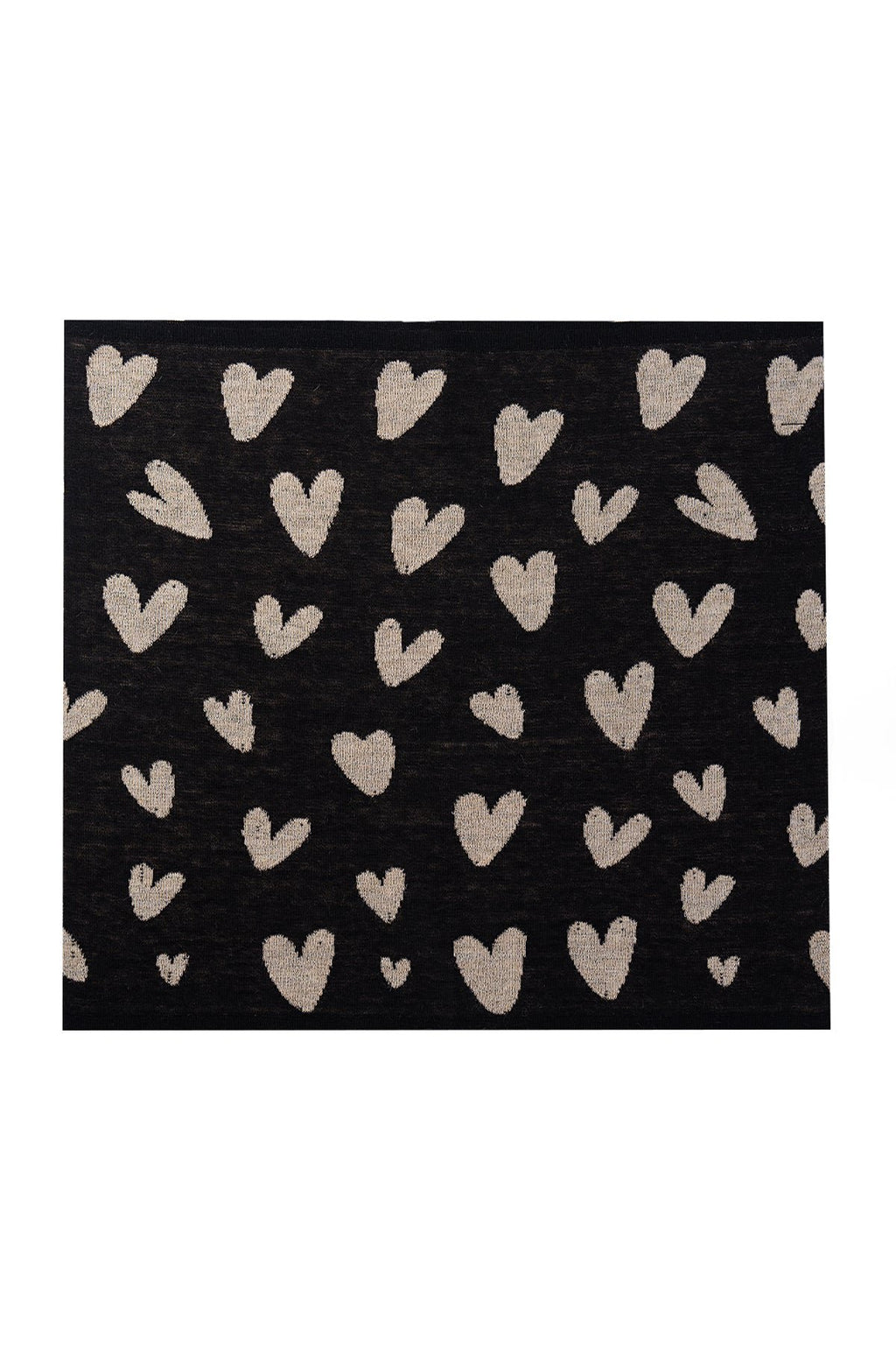 Harten vierkant foulard zwart-beige