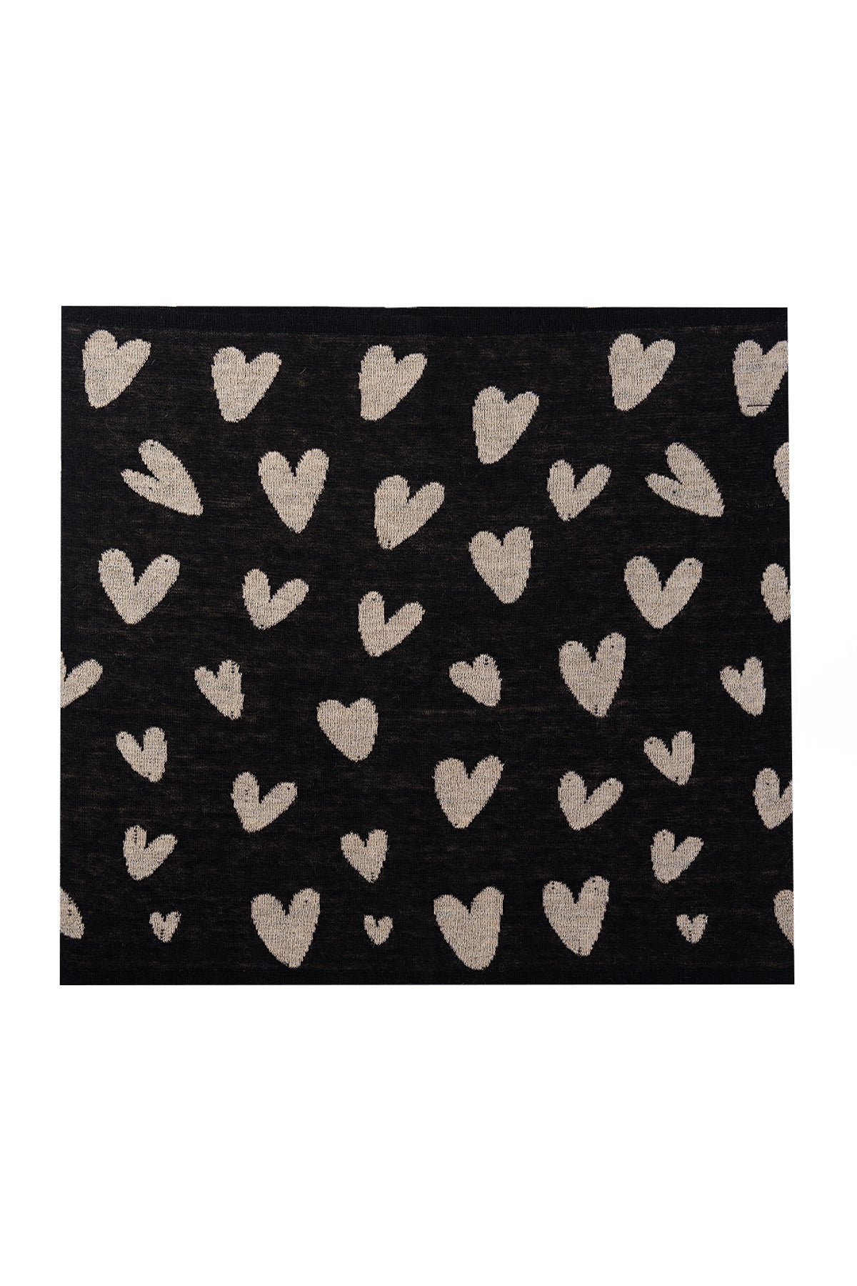 Harten vierkant foulard zwart-beige