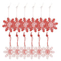 Kersthanger Set van 12 Sneeuwvlok 13x13 cm Rood Hout