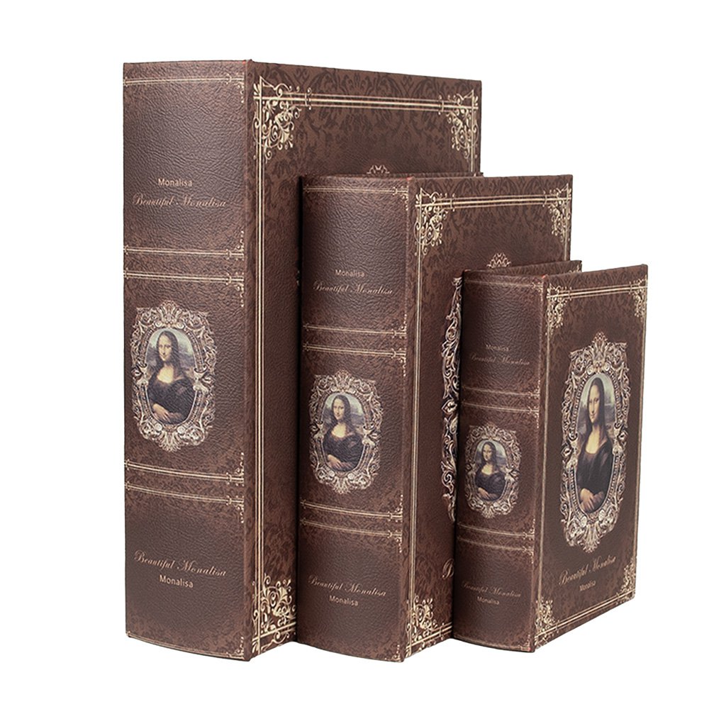 Opbergdoos Set van 3 Boeken 27/22/17 cm Bruin Hout