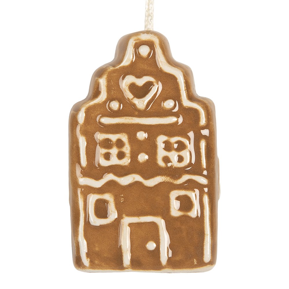 Kersthanger Huis 4x4x6 cm Bruin Keramiek