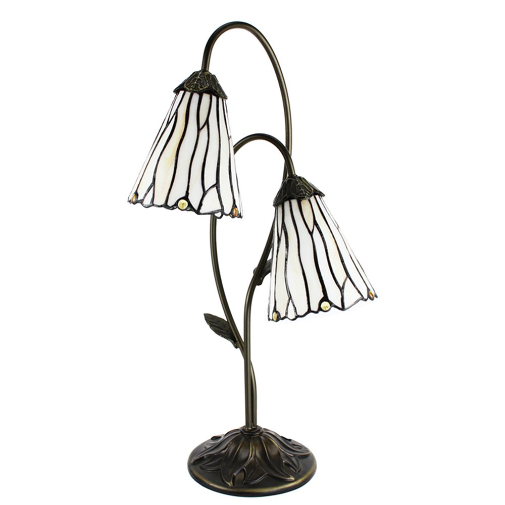 Tiffany Tafellamp 61 cm Bruin met polyresin tiffany bureaulamp