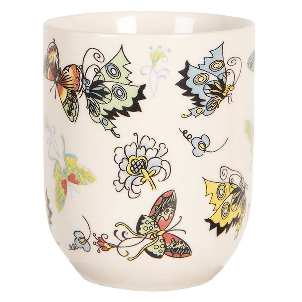 Mok 100 ml Beige Geel Porselein Vlinders Theemok
