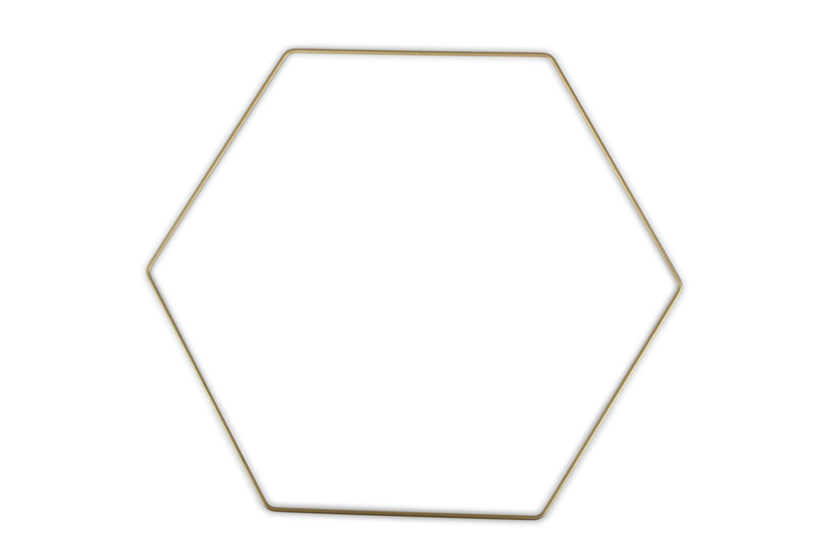 Metalen decoratie hexagon 5st 35cm goud