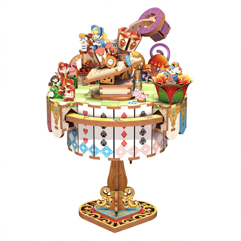 Tonecheer, Muziekdoosje, DIY 3D Houten Puzzel, Alice's Tea Party, TQ073, 13,7x13,2x20,9cm