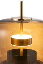 J-Line tafellamp - glas - bruin - LED lichtjes